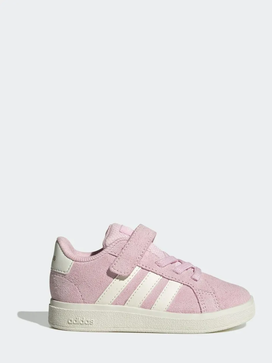 adidas Pink/White Grand Court 2.0 Elastic Lace Infant Trainers