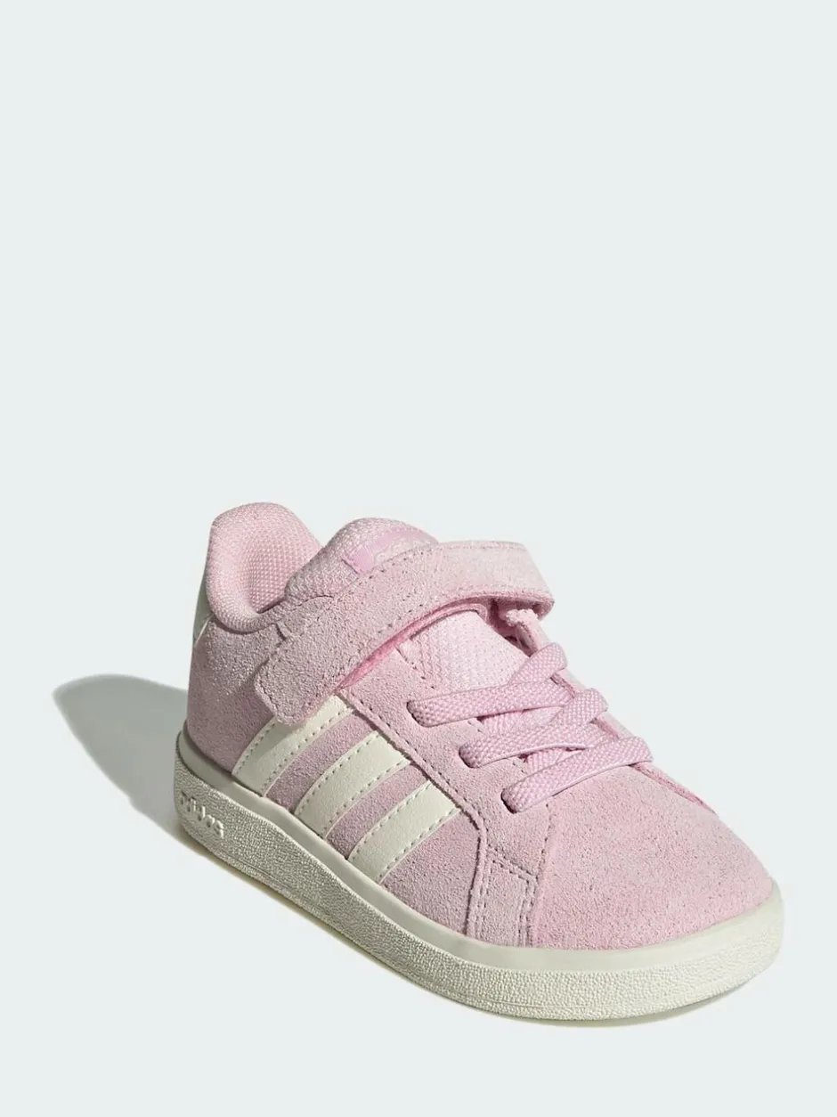 adidas Pink/White Grand Court 2.0 Elastic Lace Infant Trainers