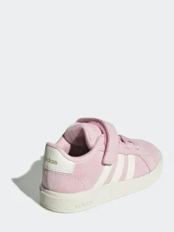 adidas Pink/White Grand Court 2.0 Elastic Lace Infant Trainers