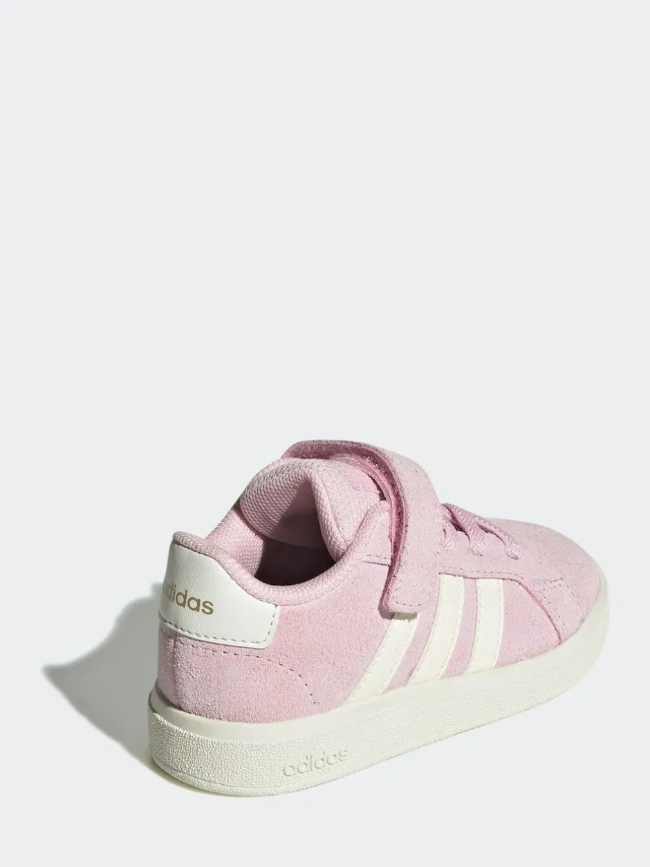 adidas Pink/White Grand Court 2.0 Elastic Lace Infant Trainers