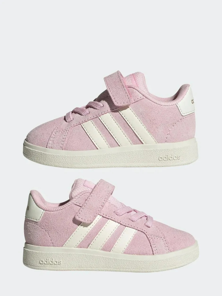 adidas Pink/White Grand Court 2.0 Elastic Lace Infant Trainers