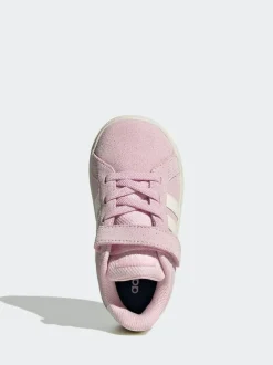 adidas Pink/White Grand Court 2.0 Elastic Lace Infant Trainers