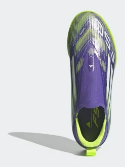 adidas Purple/Lime Kids F50 League Laceless Turf Boots Outlet
