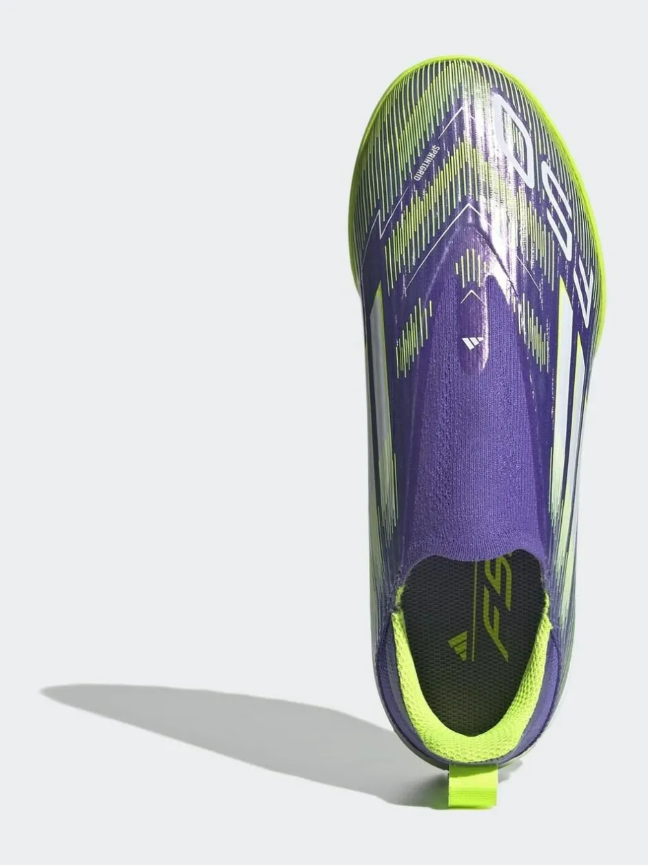 adidas Purple/Lime Kids F50 League Laceless Turf Boots Outlet
