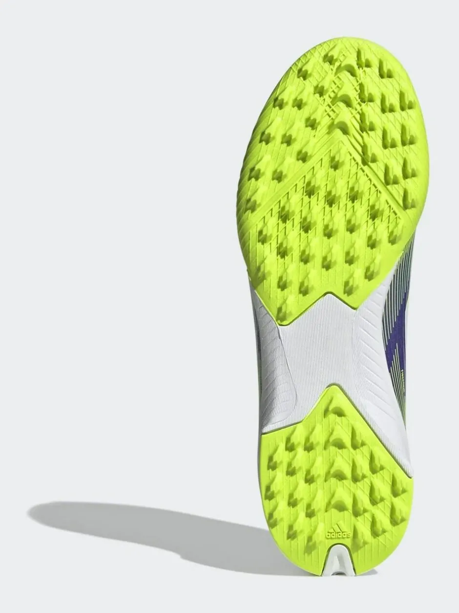 adidas Purple/Lime Kids F50 League Laceless Turf Boots Outlet