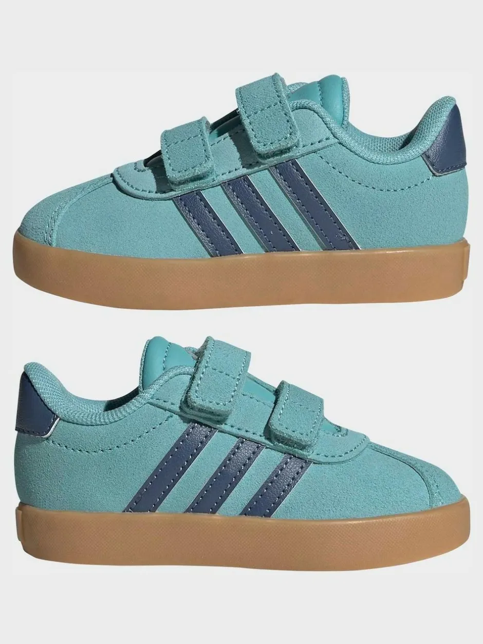 adidas Teal VL Court 3.0 Hook and Loop Infant Trainers Hot