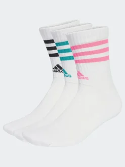 adidas White Ecru 3-Stripe Crew Length Socks 3 Pack Best