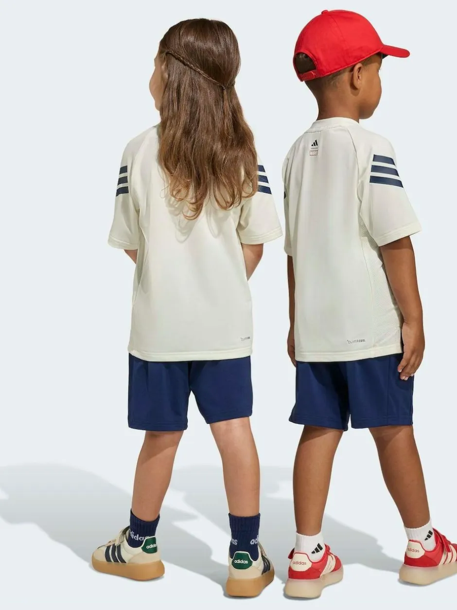 adidas White Marvel Spider-Man Little Kids Top and Short Set New