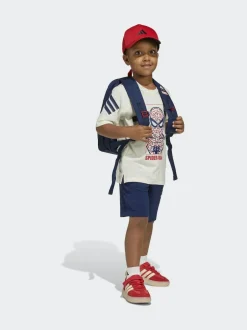 adidas White Marvel Spider-Man Little Kids Top and Short Set New