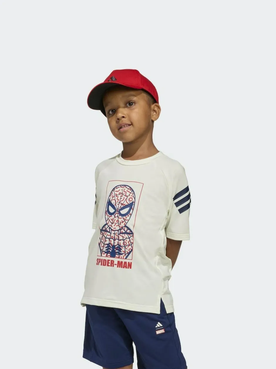 adidas White Marvel Spider-Man Little Kids Top and Short Set New