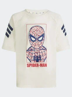 adidas White Marvel Spider-Man Little Kids Top and Short Set New