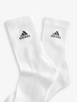 adidas White/Black Cushioned Crew Socks 6 Pack Clearance
