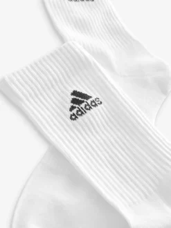 adidas White/Black Cushioned Crew Socks 6 Pack Clearance