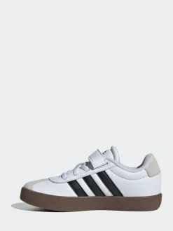 adidas White/Black VL Court 3.0 Hook and Loop Kids Trainers Outlet