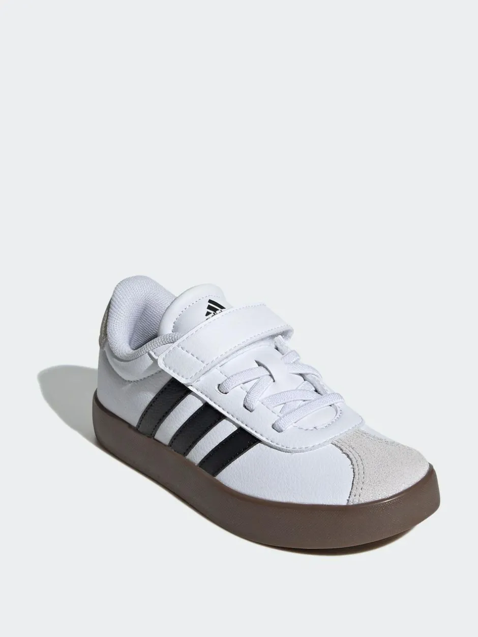 adidas White/Black VL Court 3.0 Hook and Loop Kids Trainers Outlet