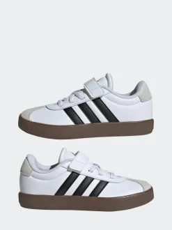 adidas White/Black VL Court 3.0 Hook and Loop Kids Trainers Outlet