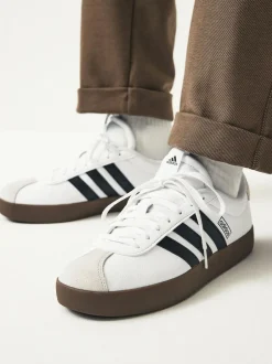 adidas White/Black VL Court Trainers New