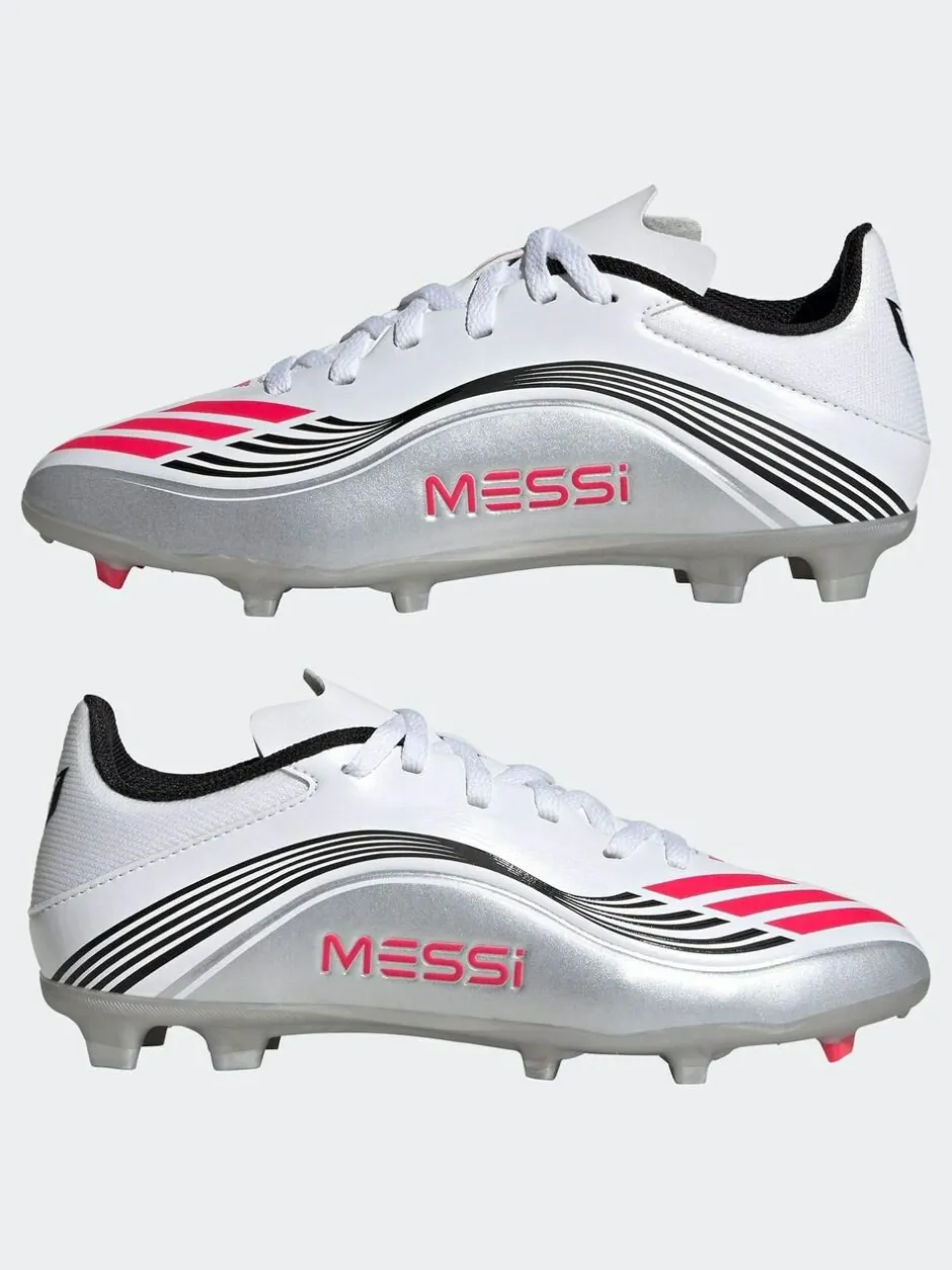 adidas White/Blue Kids F50 Messi League Firm/Multi Ground Boots Online