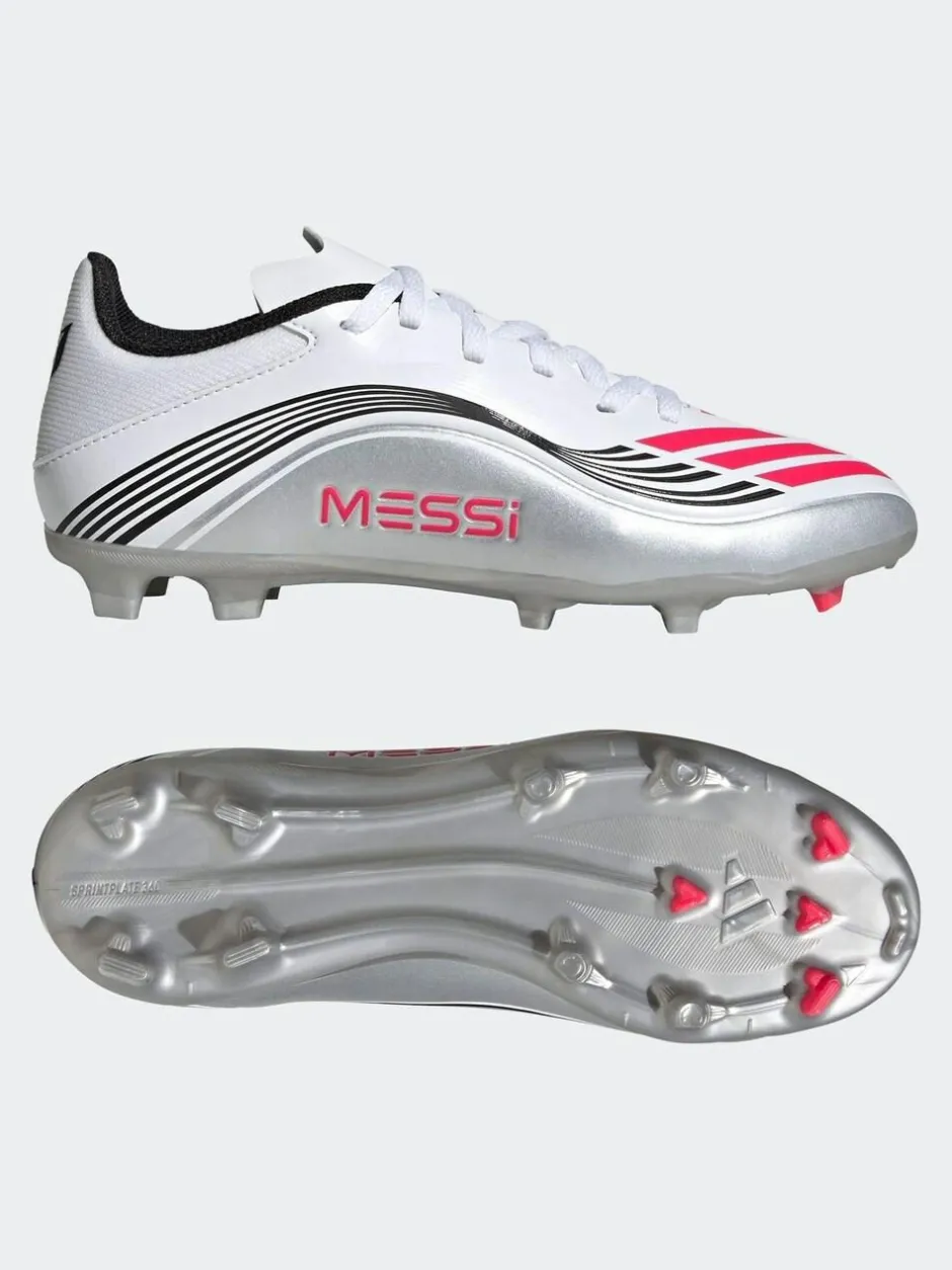 adidas White/Blue Kids F50 Messi League Firm/Multi Ground Boots Online
