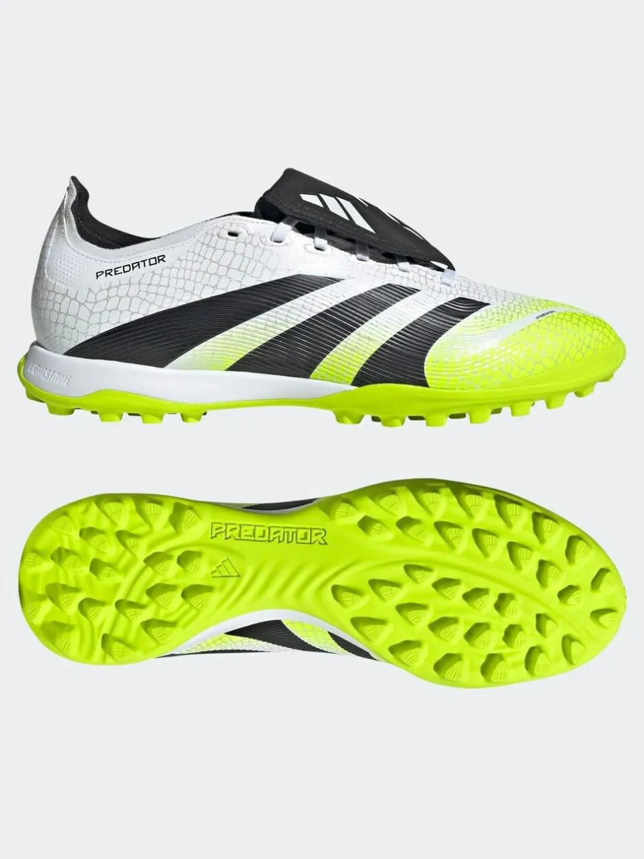 adidas White/Lemon Adult Predator League Fold-Over Tongue Turf Boots Clearance