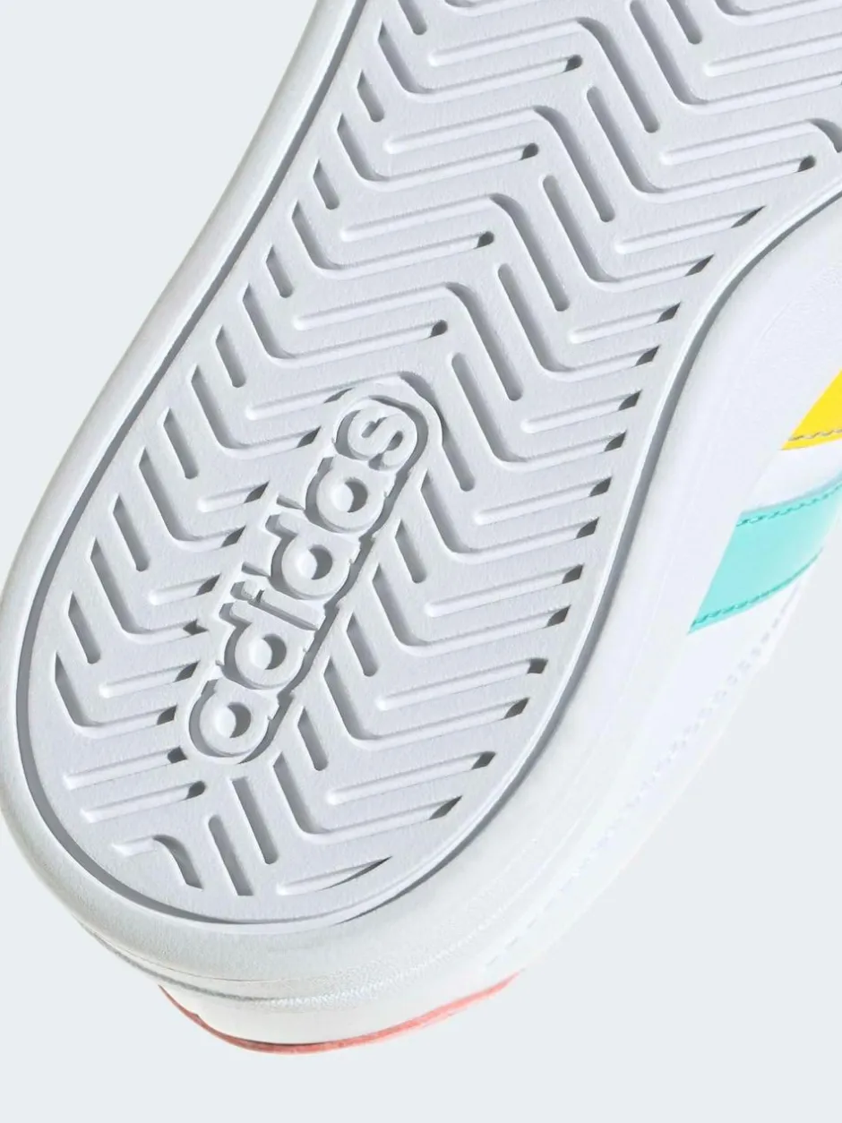 adidas White/Multi Grand Court 3.0 Elastic Lace Kids Trainers Outlet