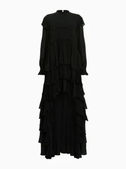 All Saints AllSaints Cavarly Ls Maxi Dress Black New