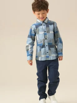 Angel & Rocket Blue Bodhi Printed Chambray Shirt Online