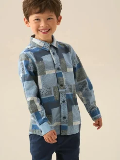 Angel & Rocket Blue Bodhi Printed Chambray Shirt Online