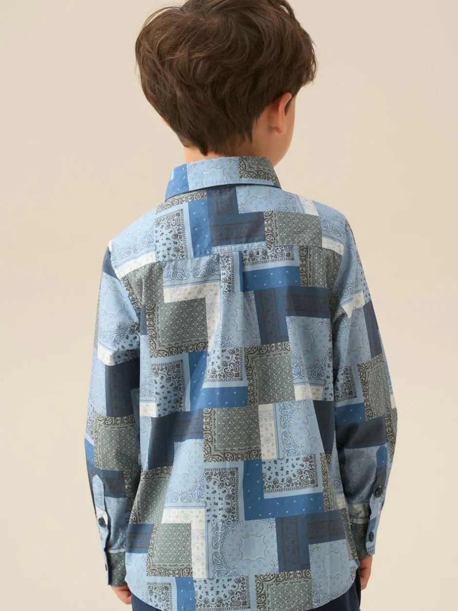 Angel & Rocket Blue Bodhi Printed Chambray Shirt Online