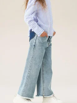 Angel & Rocket Blue Brooke Wide Leg Heart Print Pocket Jeans Best