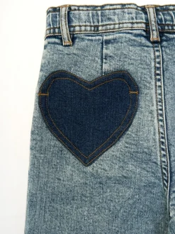 Angel & Rocket Blue Brooke Wide Leg Heart Print Pocket Jeans Best