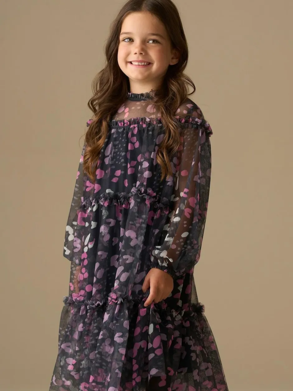 Angel & Rocket Blue Cara Printed Mesh Dress Outlet