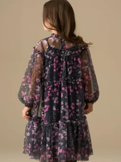 Angel & Rocket Blue Cara Printed Mesh Dress Outlet