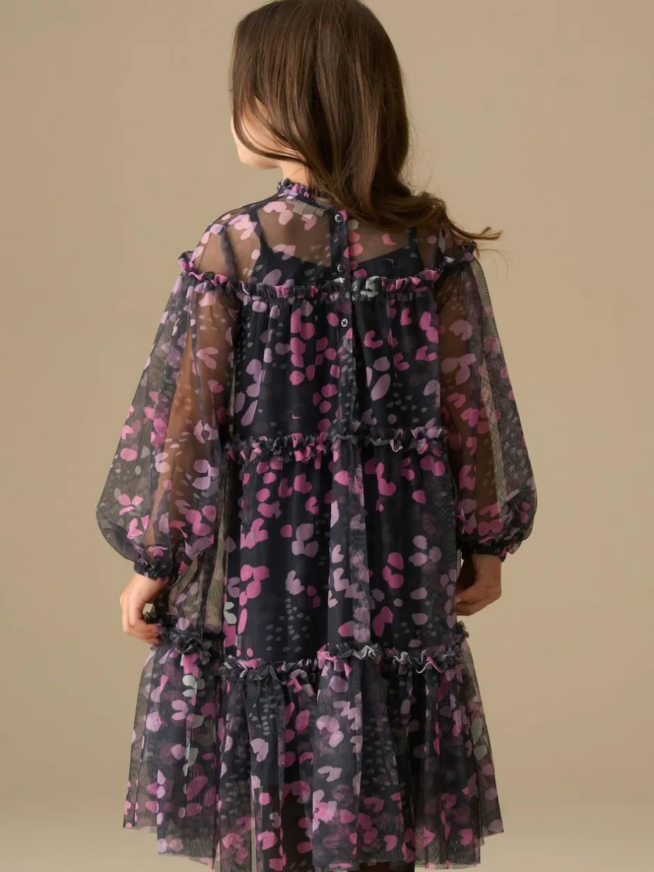 Angel & Rocket Blue Cara Printed Mesh Dress Outlet