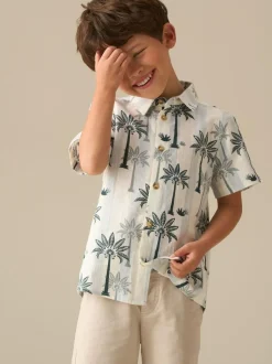 Angel & Rocket Blue Jamie Palm Stripe SS Shirt Clearance