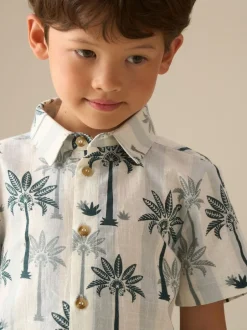 Angel & Rocket Blue Jamie Palm Stripe SS Shirt Clearance
