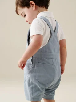 Angel & Rocket Blue Jaxson Dungaree Shorts Set Clearance