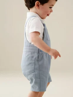 Angel & Rocket Blue Jaxson Dungaree Shorts Set Clearance