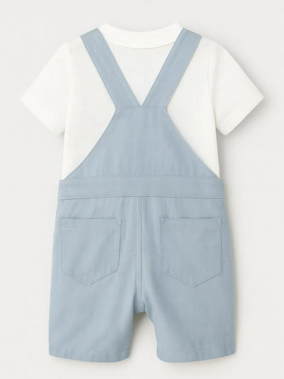 Angel & Rocket Blue Jaxson Dungaree Shorts Set Clearance