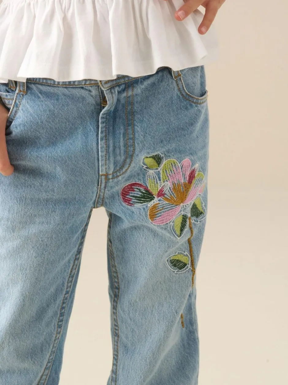 Angel & Rocket Blue Millie Embroidered Flared Denim Jeans Outlet