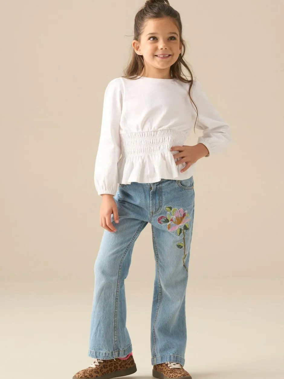 Angel & Rocket Blue Millie Embroidered Flared Denim Jeans Outlet