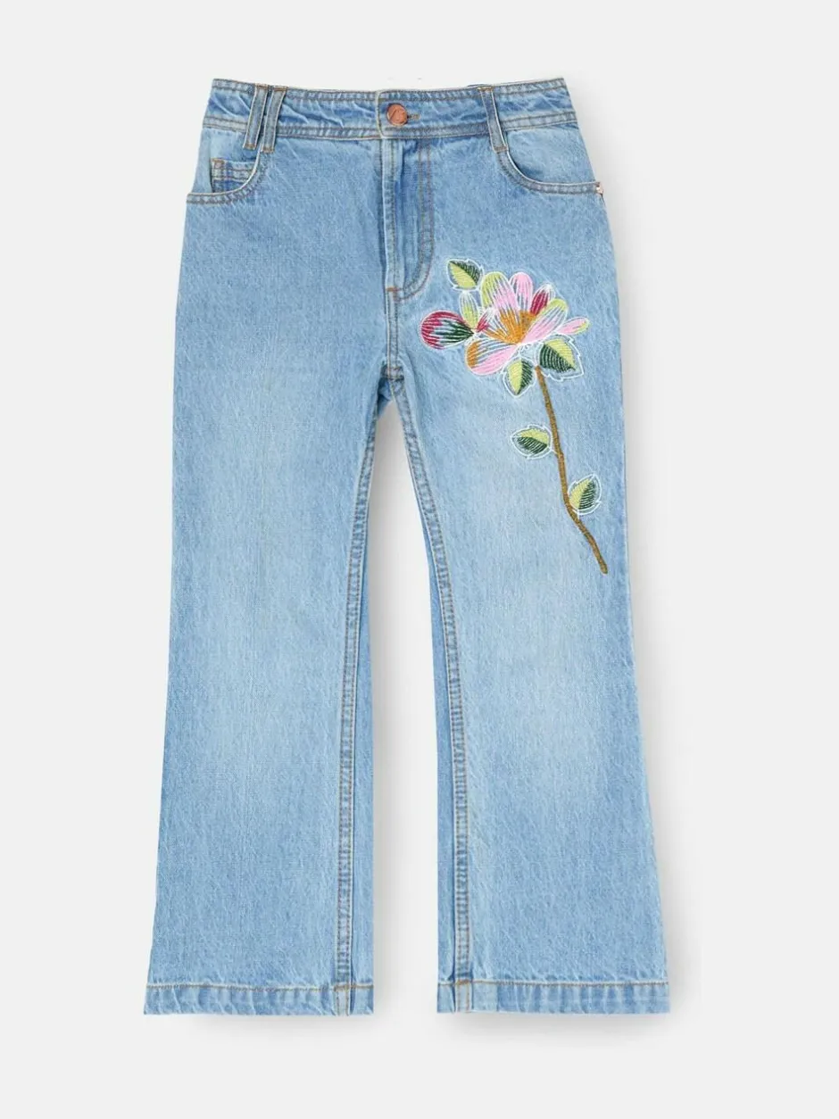 Angel & Rocket Blue Millie Embroidered Flared Denim Jeans Outlet