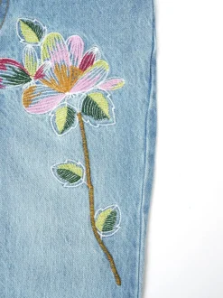 Angel & Rocket Blue Millie Embroidered Flared Denim Jeans Outlet