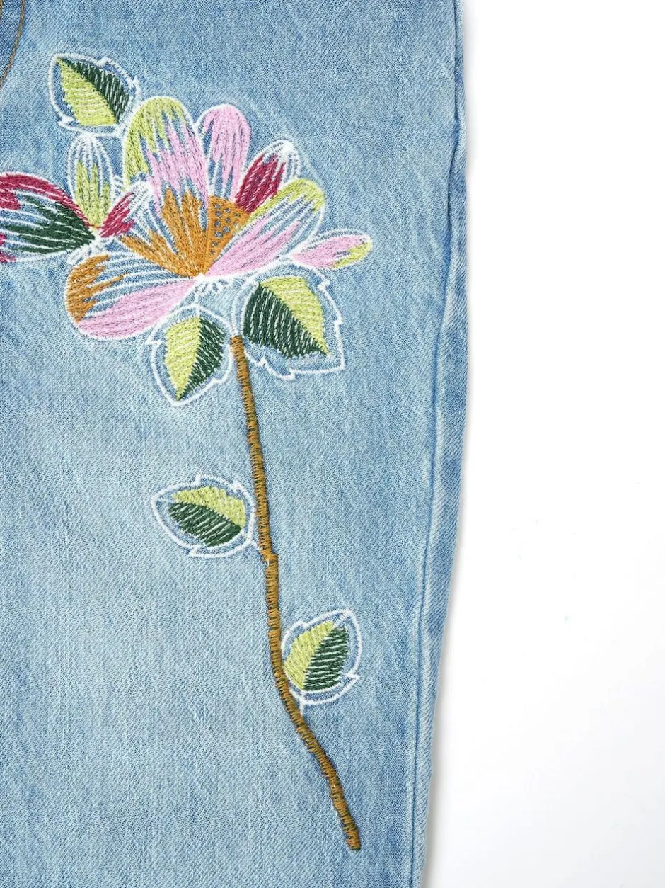 Angel & Rocket Blue Millie Embroidered Flared Denim Jeans Outlet