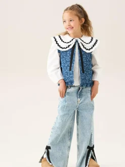 Angel & Rocket Blue Petra Leopard Print Denim Gilet Hot
