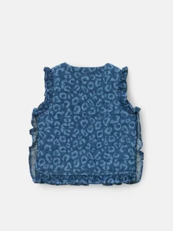 Angel & Rocket Blue Petra Leopard Print Denim Gilet Hot
