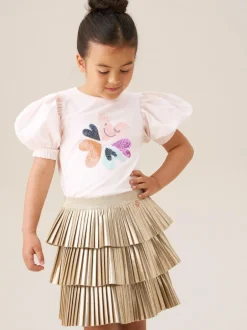 Angel & Rocket Lucile Metallic Tiered Rara Skirt Gold Best