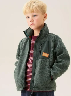 Angel & Rocket Green Aaron Zip Through Sherpa Fleece Online