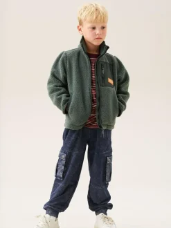 Angel & Rocket Green Aaron Zip Through Sherpa Fleece Online
