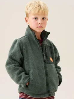 Angel & Rocket Green Aaron Zip Through Sherpa Fleece Online